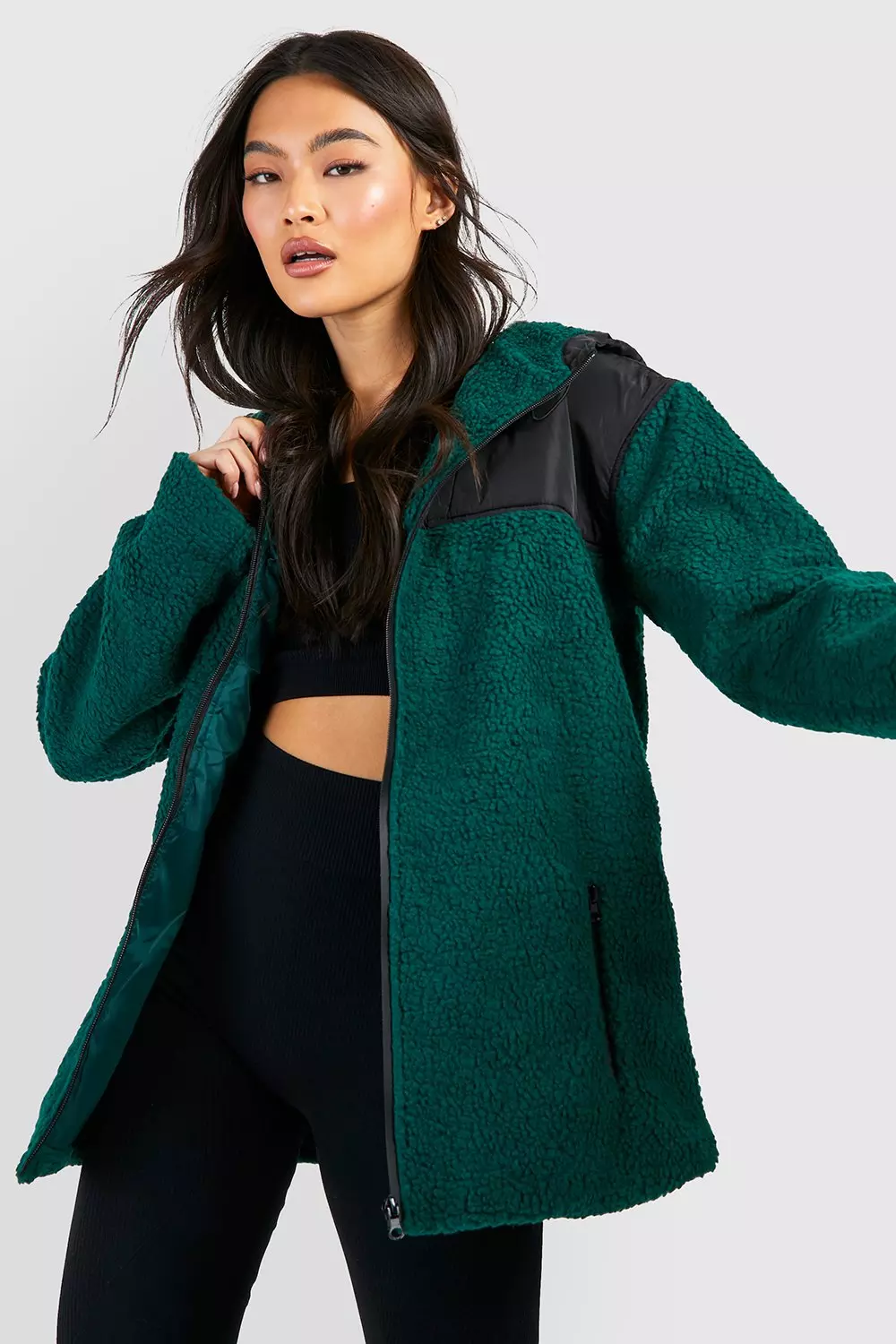 Boohoo zip detail coat hot sale